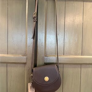 Anthropologie Small Brown Crossbody Saddle Bag